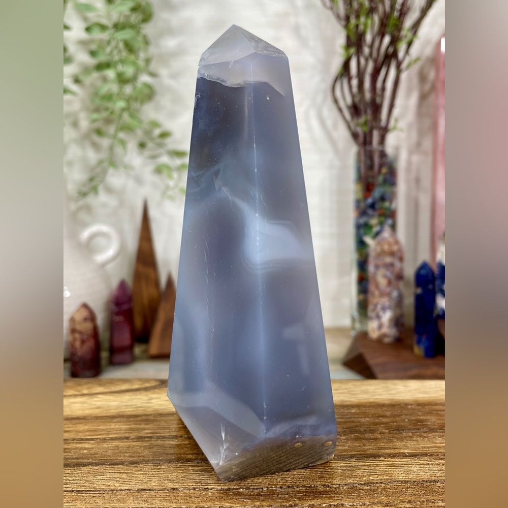 1615 Blue Agate Crystal Tower with Large Druzy Cave - Picture 12 of 17